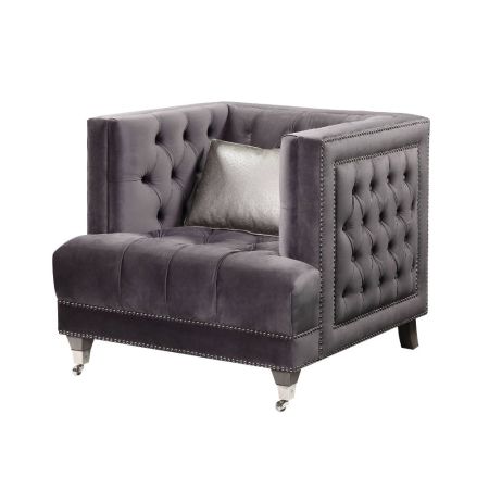 ACME Hegio Chair W/Pillow Gray Velvet