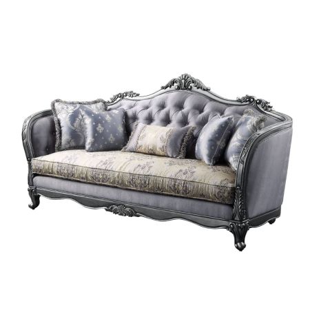 ACME Ariadne Sofa W/5 Pillows Fabric & Platinum Finish