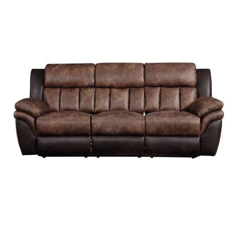 ACME Jaylen Motion Sofa Toffee & Espresso Polished Microfiber