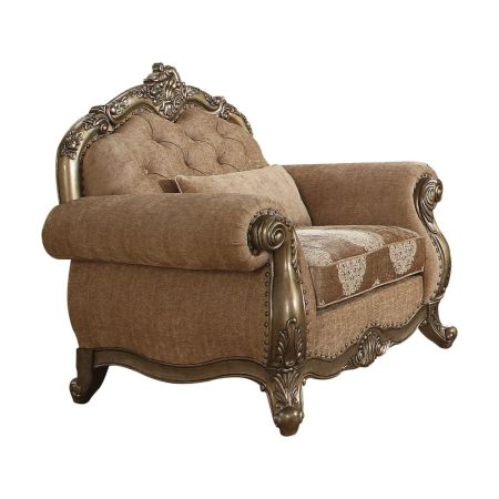 ACME Ragenardus Chair W/Pillow Fabric & Vintage Oak Finish