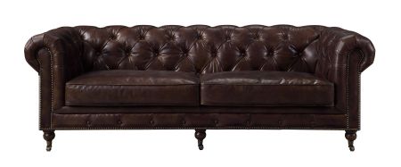 ACME Aberdeen Sofa Vintage Brown Top Grain Leather