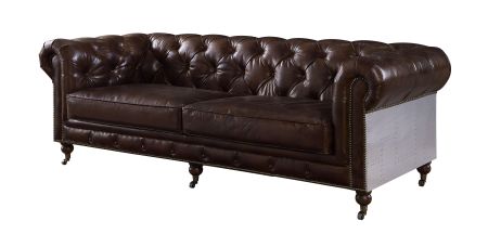 ACME Aberdeen Sofa Vintage Brown Top Grain Leather