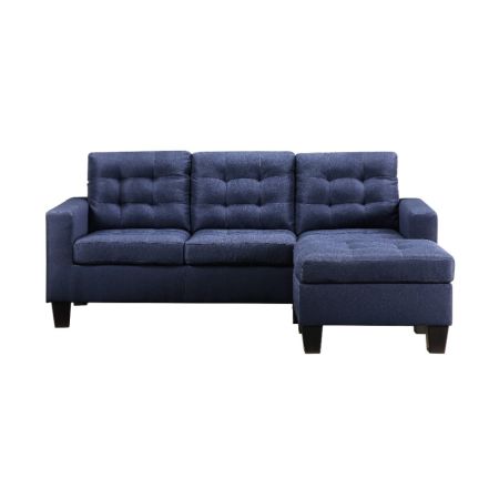 ACME Earsom Reversible Sofa & Ottoman Blue Linen