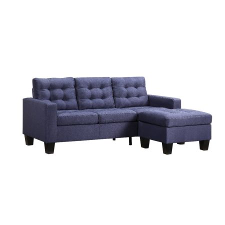 ACME Earsom Reversible Sofa & Ottoman Blue Linen