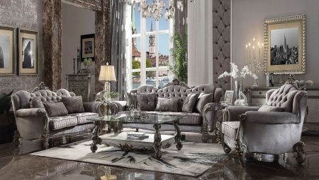 ACME Versailles Sofa W/5 Pillows Velvet & Antique Platinum