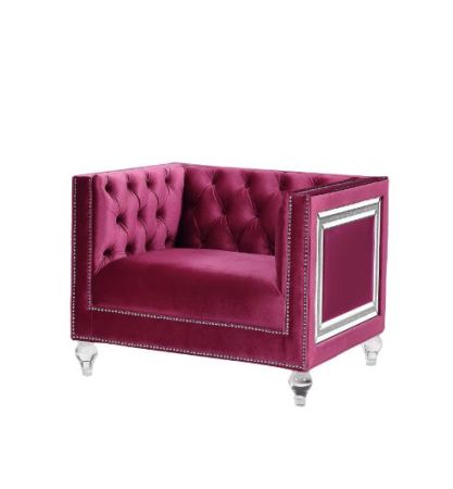 ACME Heibero Chair (Same Lv01402) Burgundy Velvet