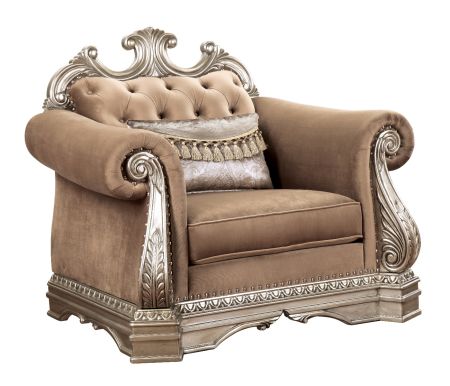 ACME Northville Chair W/Pillow Velvet & Antique Silver Finish