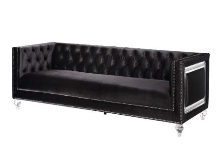 ACME Heibero Sofa W/2 Pillows (Same Lv01403) Black Velvet