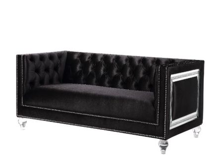 ACME Heibero Loveseat W/2 Pillows (Same Lv01404) Black Velvet