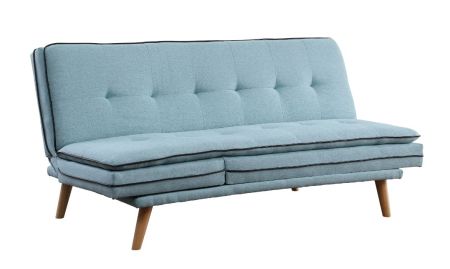 ACME Savilla Adjustable Sofa Blue Linen & Oak Finish