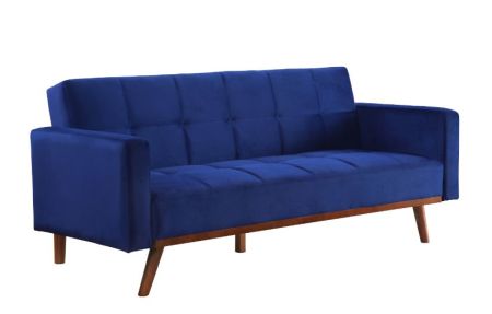 ACME Tanitha Adjustable Sofa Blue Velvet & Natural Finish