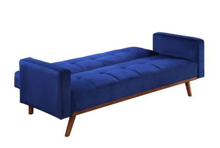 ACME Tanitha Adjustable Sofa Blue Velvet & Natural Finish