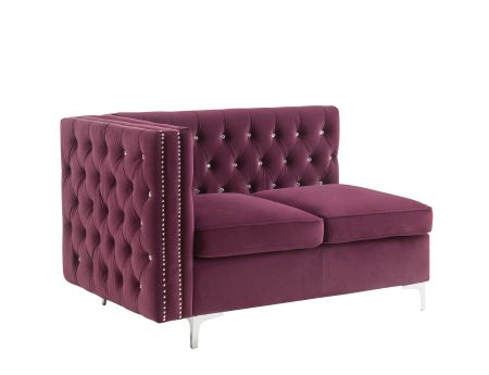 ACME Jaszira Modular - Armless Loveseat W/2 Pillows Burgundy Velvet