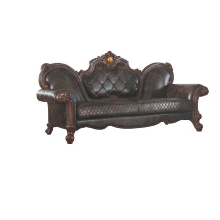 ACME Picardy Sofa W/3 Pillows Synthetic Leather & Honey Oak Finish