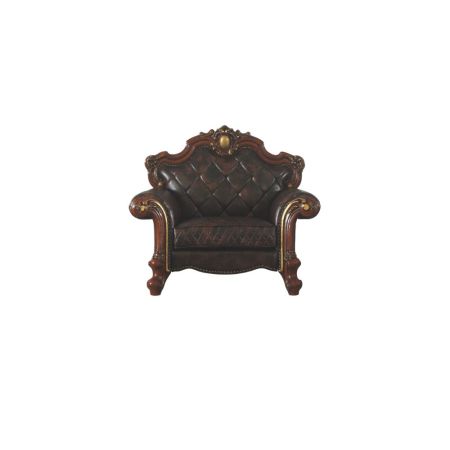 ACME Picardy Chair W/Pillow Synthetic Leather & Honey Oak Finish