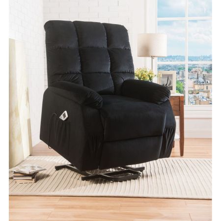 ACME Ipompea Recliner W/Power Lift & Massage Black Velvet