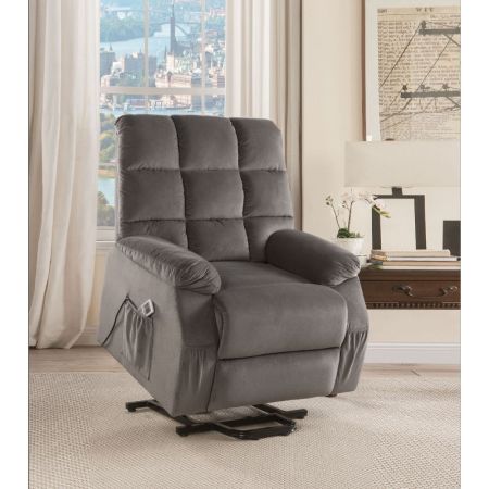 ACME Ipompea Recliner W/Power Lift & Massage Gray Velvet