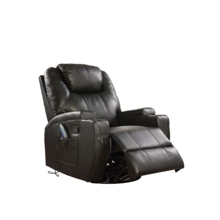 ACME Waterlily Motion Rocker Recliner W/Swivel Black Synthetic Leather