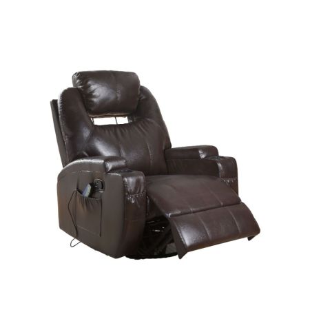 ACME Waterlily Motion Rocker Recliner W/Swivel Brown Synthetic Leather