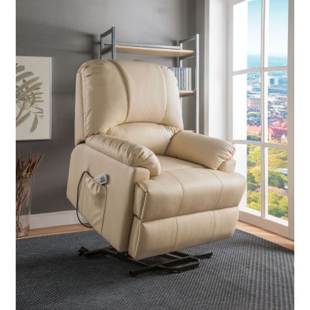 ACME Ixora Recliner W/Power Lift & Massage Beige Synthetic Leather