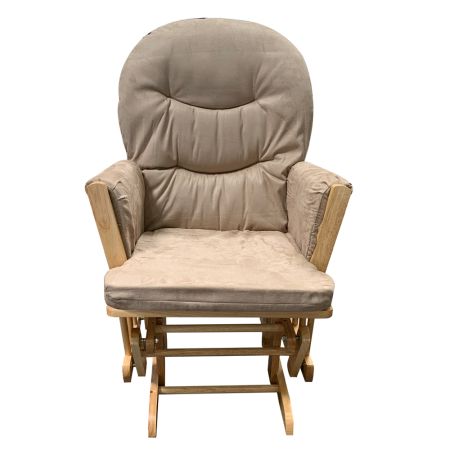 ACME Rehan Glider Chair & Ottoman Taupe Microfiber & Natural Oak Finish