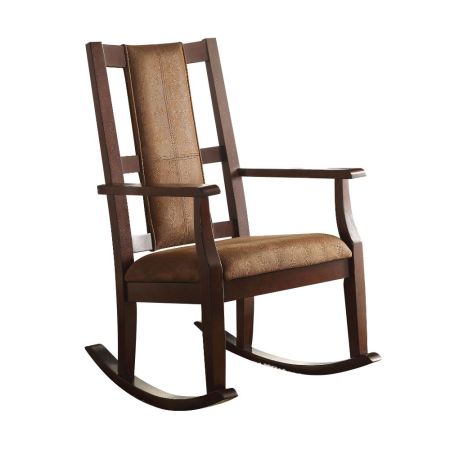 ACME Butsea Rocking Chair Brown Fabric & Espresso Finish