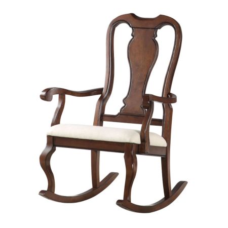 ACME Sheim Rocking Chair Beige Fabric & Cherry Finish