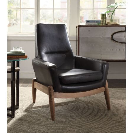 ACME Dolphin Accent Chair Black Top Grain Leather