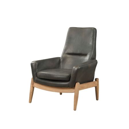 ACME Dolphin Accent Chair Black Top Grain Leather