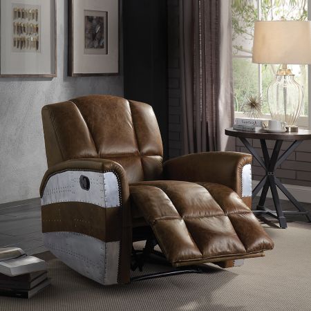 ACME Brancaster Power Motion Recliner Retro Brown Top Grain Leather & Aluminum