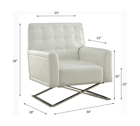 ACME Rafael Accent Chair White Synthetic Leather & Stainless Steel