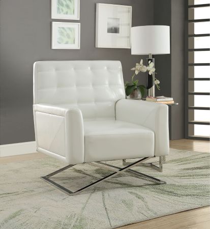 ACME Rafael Accent Chair White Synthetic Leather & Stainless Steel