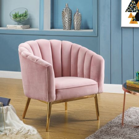 ACME Colla Accent Chair Blush Pink Velvet & Gold Finish