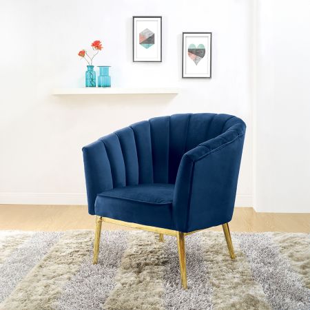 ACME Colla Accent Chair Midnight Blue Velvet & Gold Finish