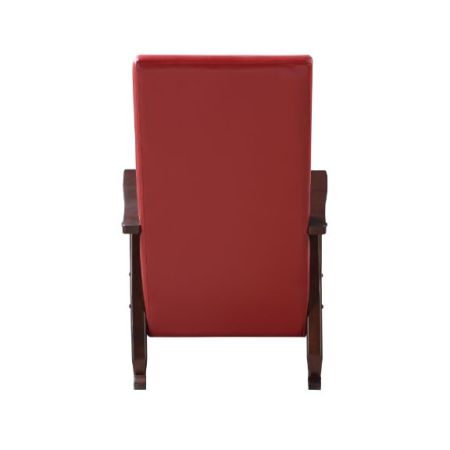 ACME Raina Rocking Chair Red Synthetic Leather & Espresso Finish