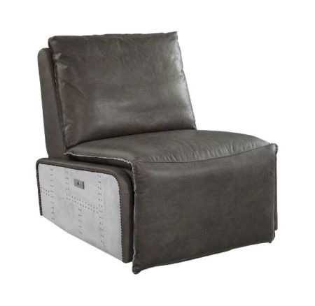 ACME Metier Power Motion Recliner Gray Top Grain Leather & Aluminum