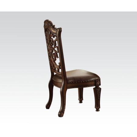 ACME Vendome Side Chair (Set-2) Brown Synthetic Leather & Cherry Finish