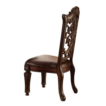 ACME Vendome Side Chair (Set-2) Brown Synthetic Leather & Cherry Finish