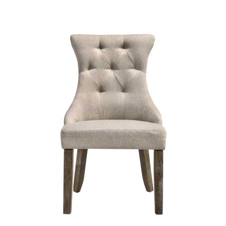 ACME Gabrian Side Chair (Set-2) Two-Tone Beige Fabric & Reclaimed Gray Finish