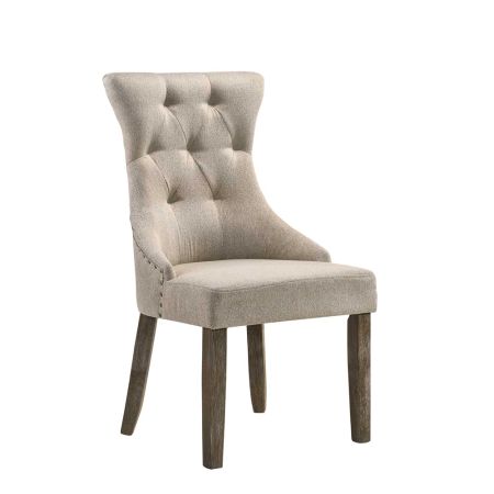 ACME Gabrian Side Chair (Set-2) Two-Tone Beige Fabric & Reclaimed Gray Finish