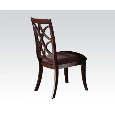 ACME Keenan Side Chair (Set-2) Brown Microfiber & Dark Walnut Finish