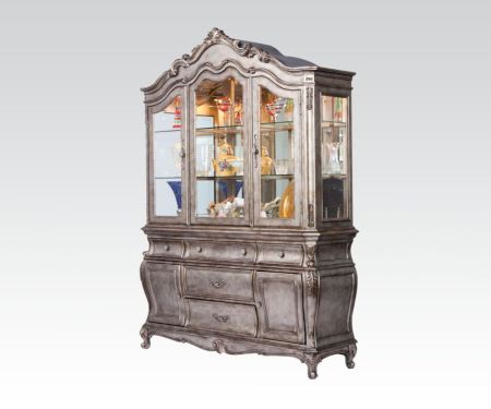 ACME Chantelle Buffet & Hutch Antique Platinum Finish