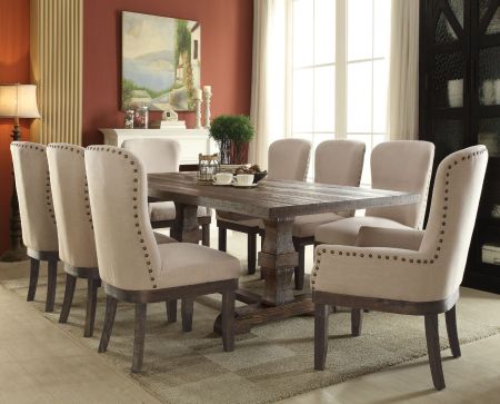 ACME Landon Dining Table W/Leaf Salvage Brown Finish