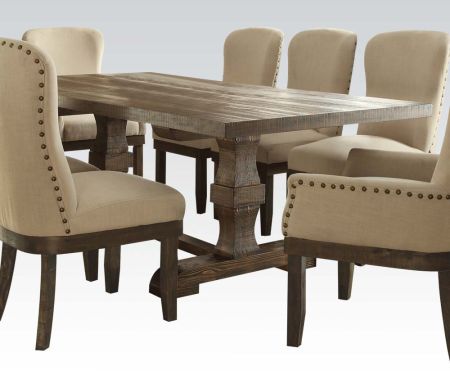 ACME Landon Dining Table W/Leaf Salvage Brown Finish