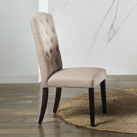 ACME Gerardo Side Chair (Set-2) Beige Linen & Weathered Espresso Finish