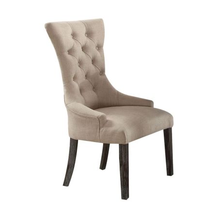 ACME Gerardo Side Chair (Set-2) Beige Linen & Weathered Espresso Finish