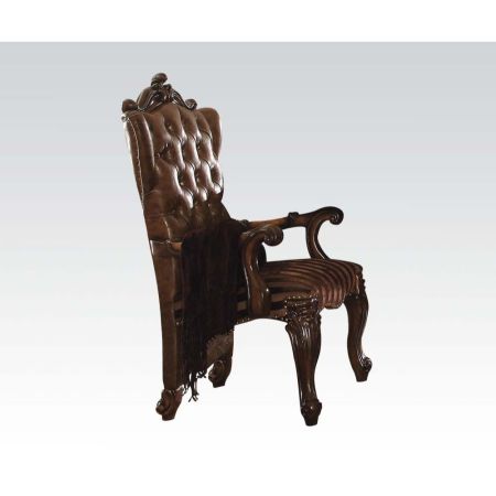 ACME Versailles Arm Chair (Set-2) Two Tone Light Brown Synthetic Leather /Fabric & Cherry Oak Finish