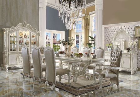 ACME Versailles Dining Table Bone White Finish