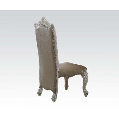 ACME Versailles Side Chair (Set-2) Vintage Synthetic Leather /Fabric & Bone White Finish