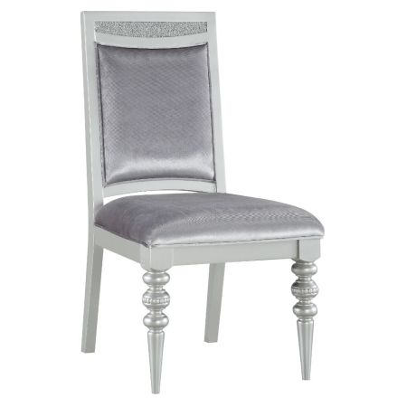 ACME Maverick Side Chair (Set-2) Fabric & Platinum Finish